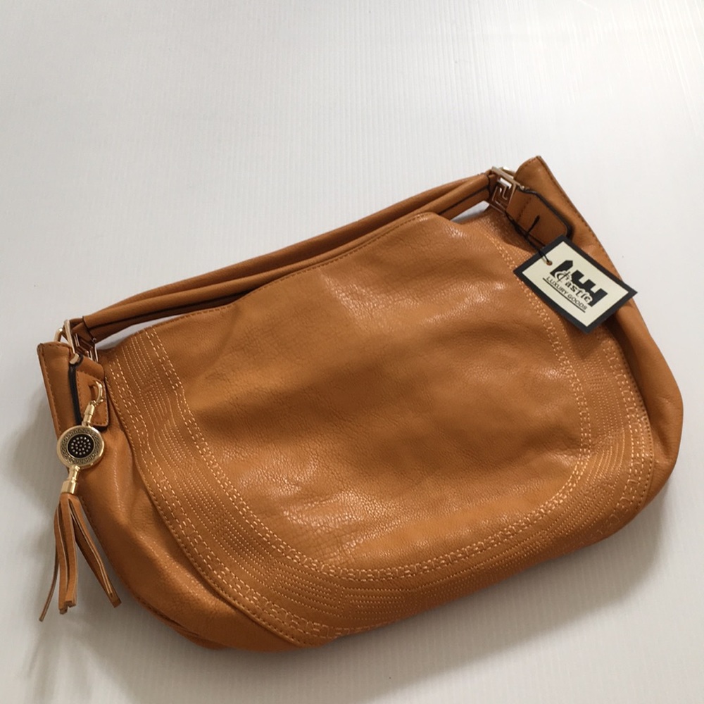 NEW Faux Leather Camel Purse Bag